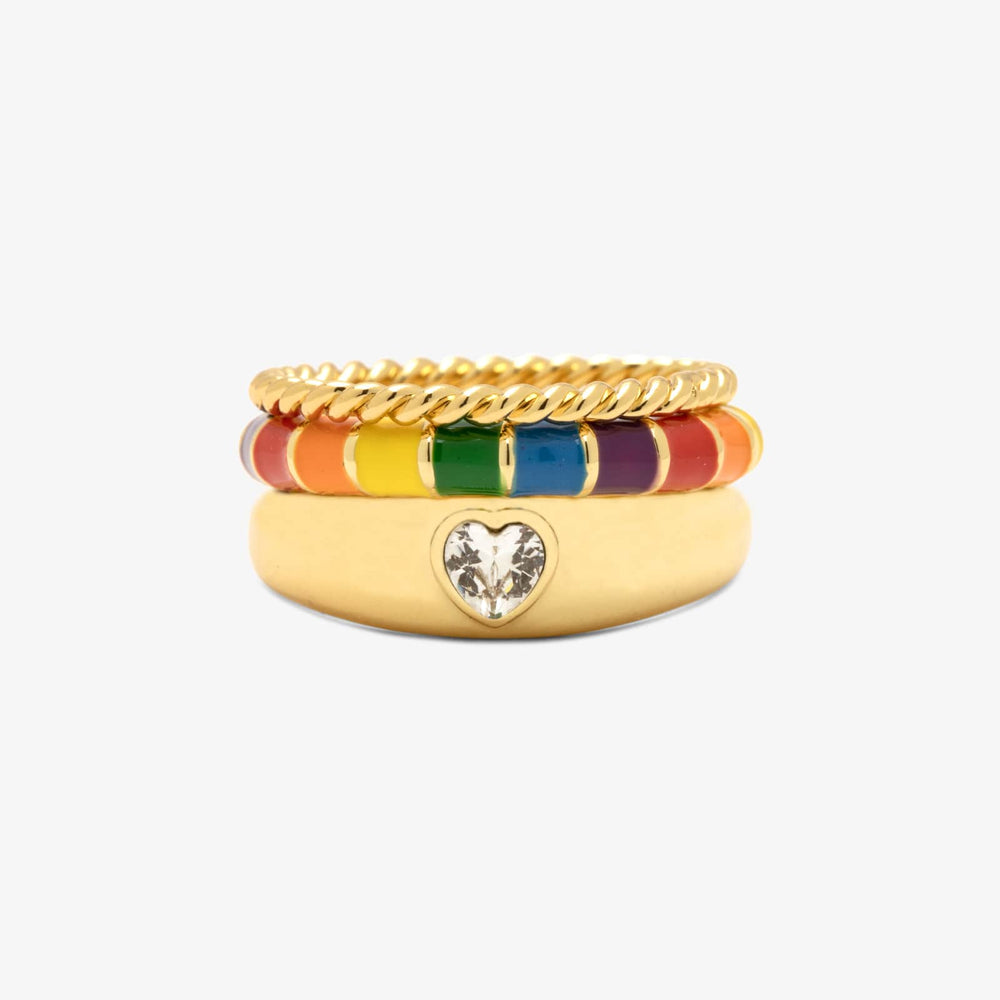 Rainbow Enamel Ring Stack 1