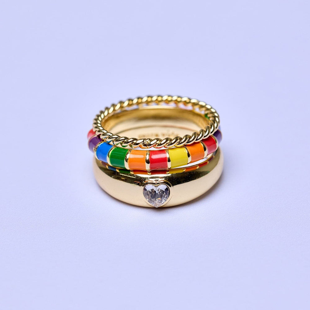 Rainbow Enamel Ring Stack 7