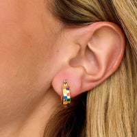 Rainbow Checkerboard Hoop Earrings Gallery Thumbnail