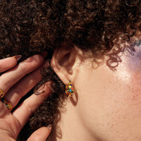 Rainbow Checkerboard Hoop Earrings Gallery Thumbnail