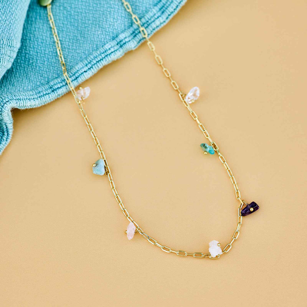 Gemstone Drop Chain Choker 4