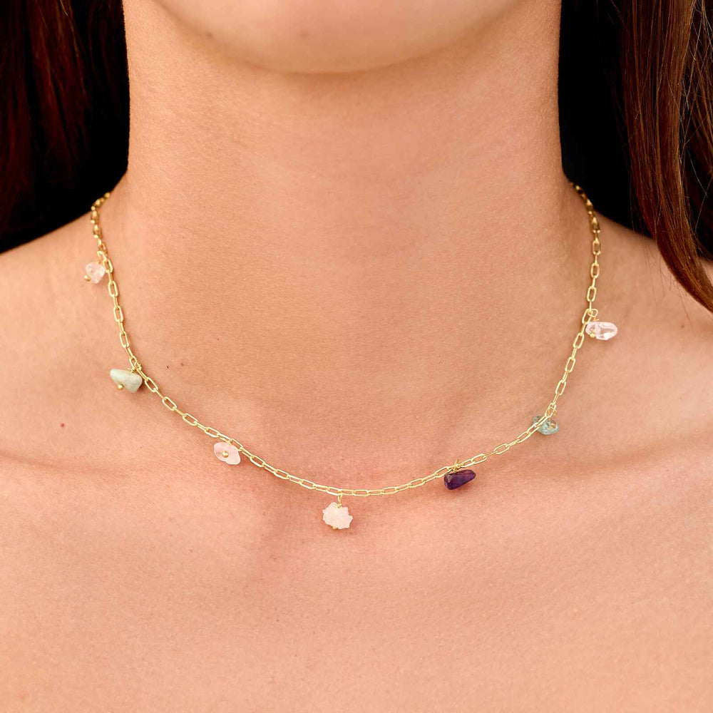 Gemstone Drop Chain Choker 2