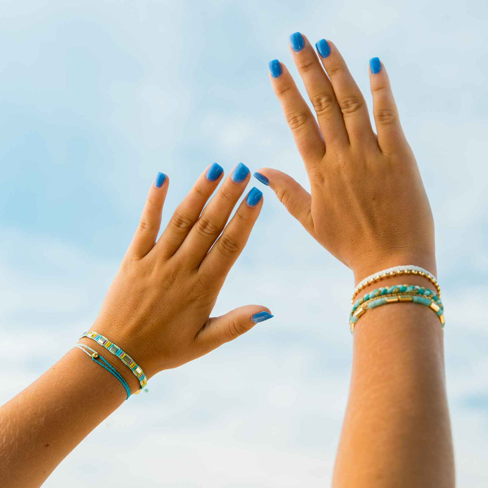 Blue Two-Tone Dainty Bracelet 8