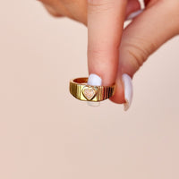 Wide Ribbed Heart Ring Gallery Thumbnail