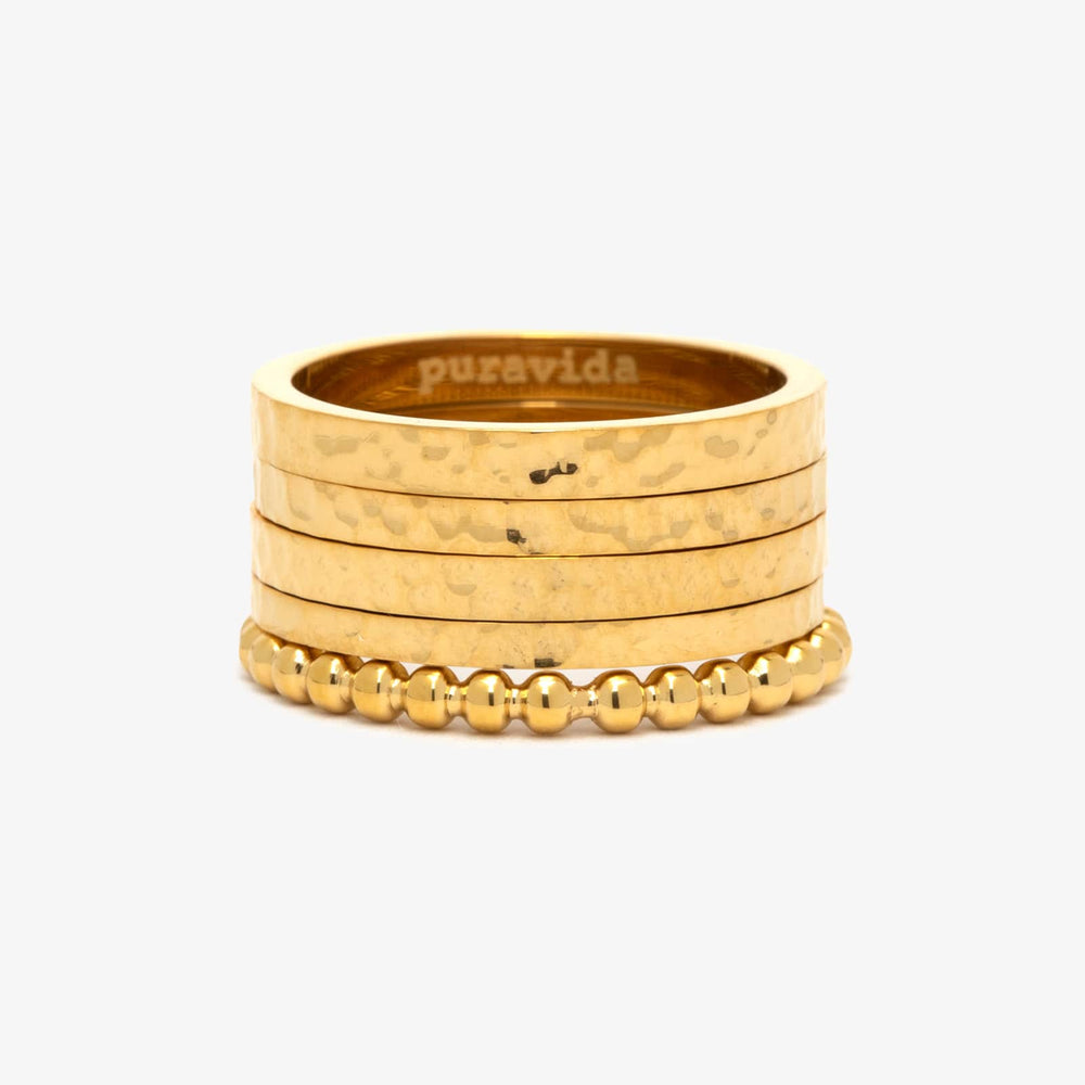 Gold Surfrider Ring Stack 1