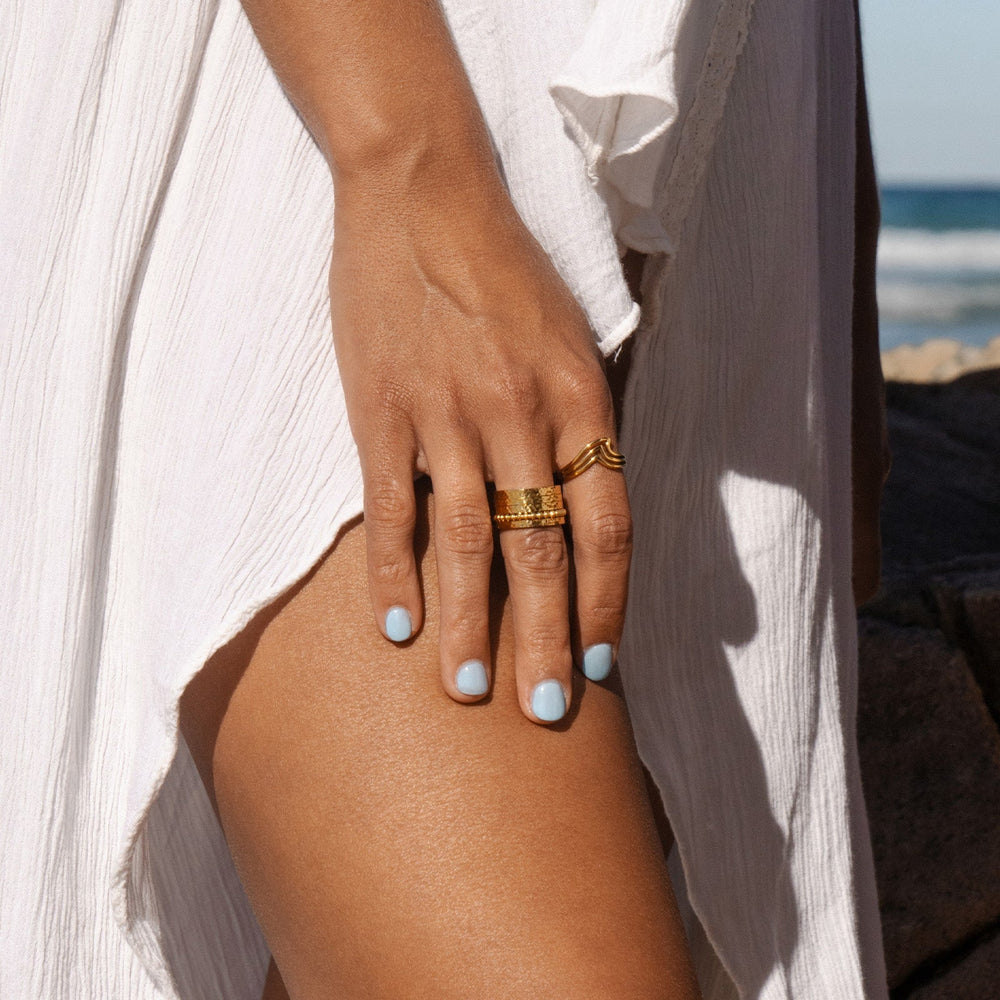 Gold Surfrider Ring Stack 5