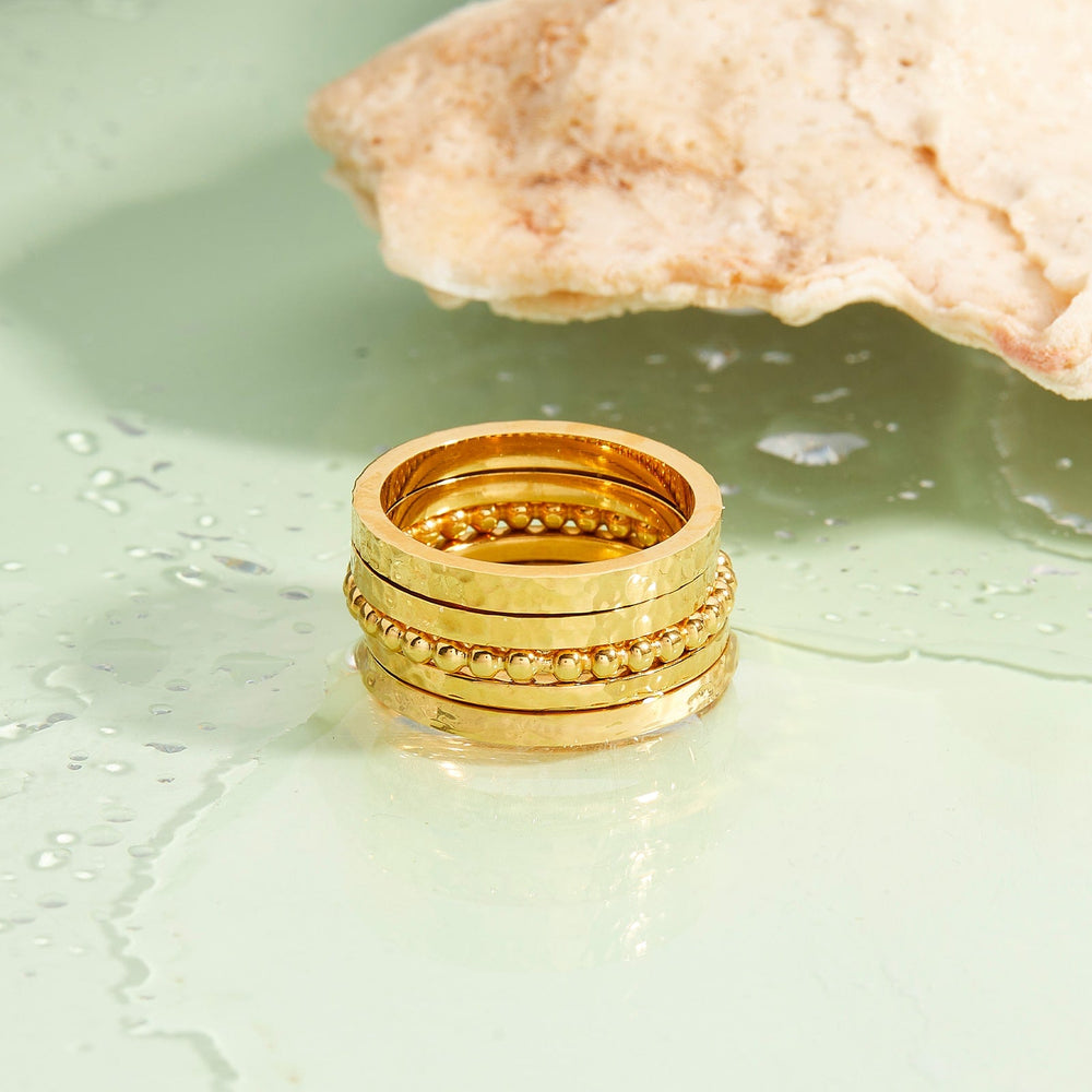 Gold Surfrider Ring Stack 9