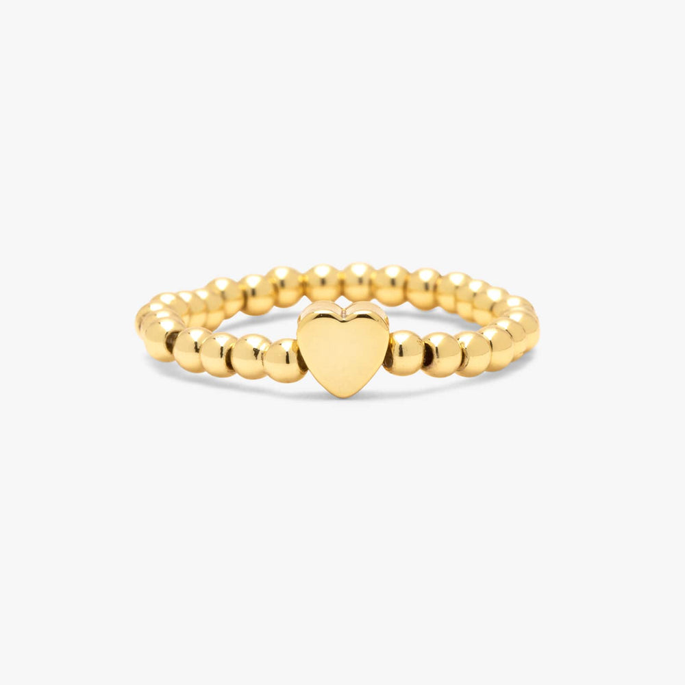 Gold Heart Bead Stretch Ring 1