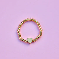 Gold Heart Bead Stretch Ring Gallery Thumbnail