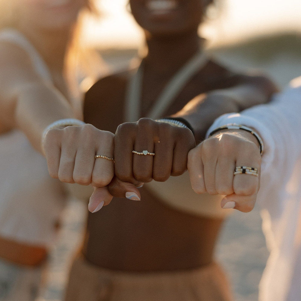 Gold Heart Bead Stretch Ring 6