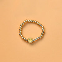 Happy Face Gold Bead Stretch Ring Gallery Thumbnail