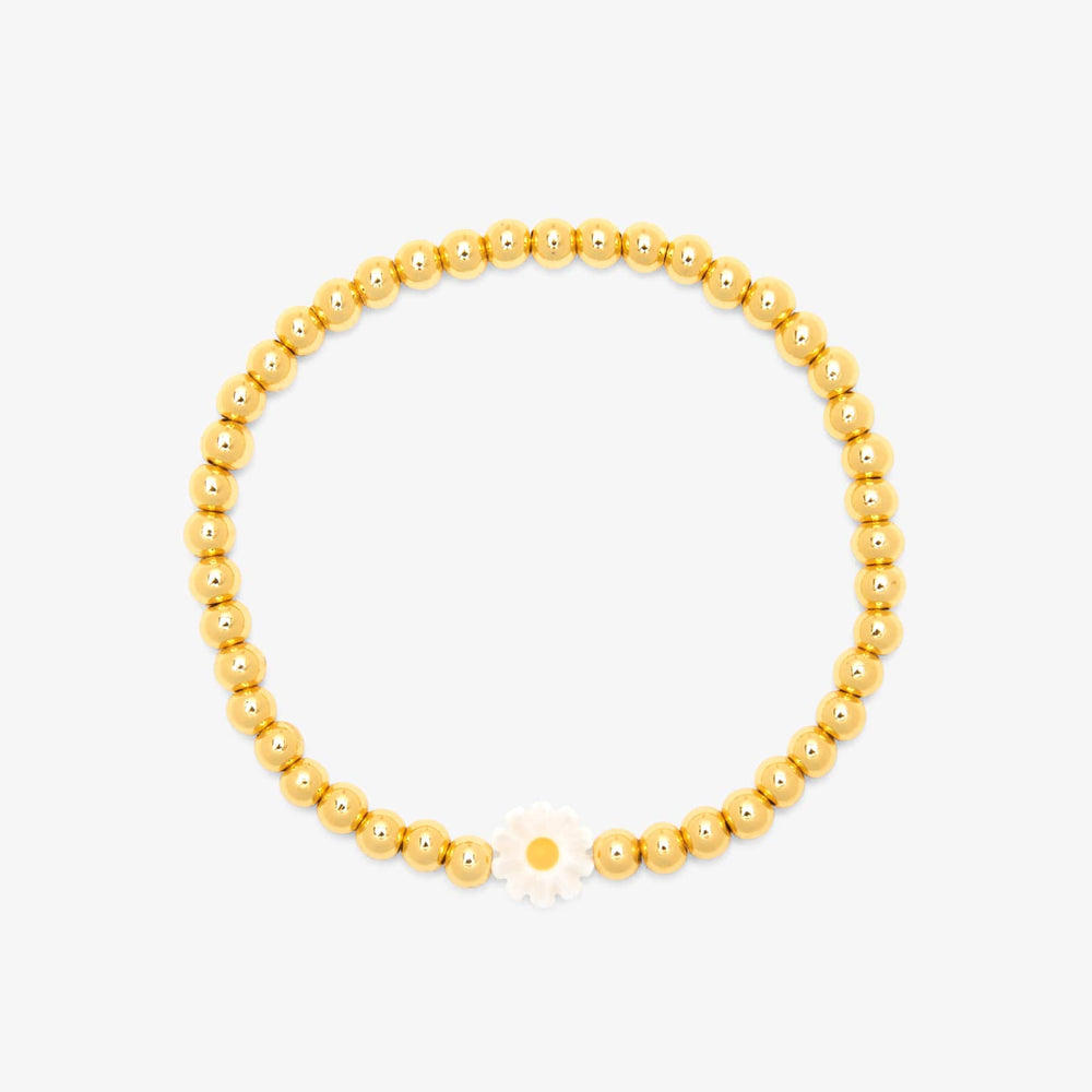 Daisy Gold Bead Stretch Bracelet 1