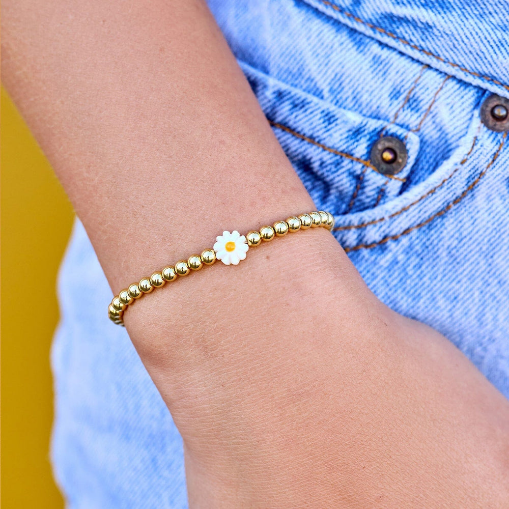 Daisy Gold Bead Stretch Bracelet 2