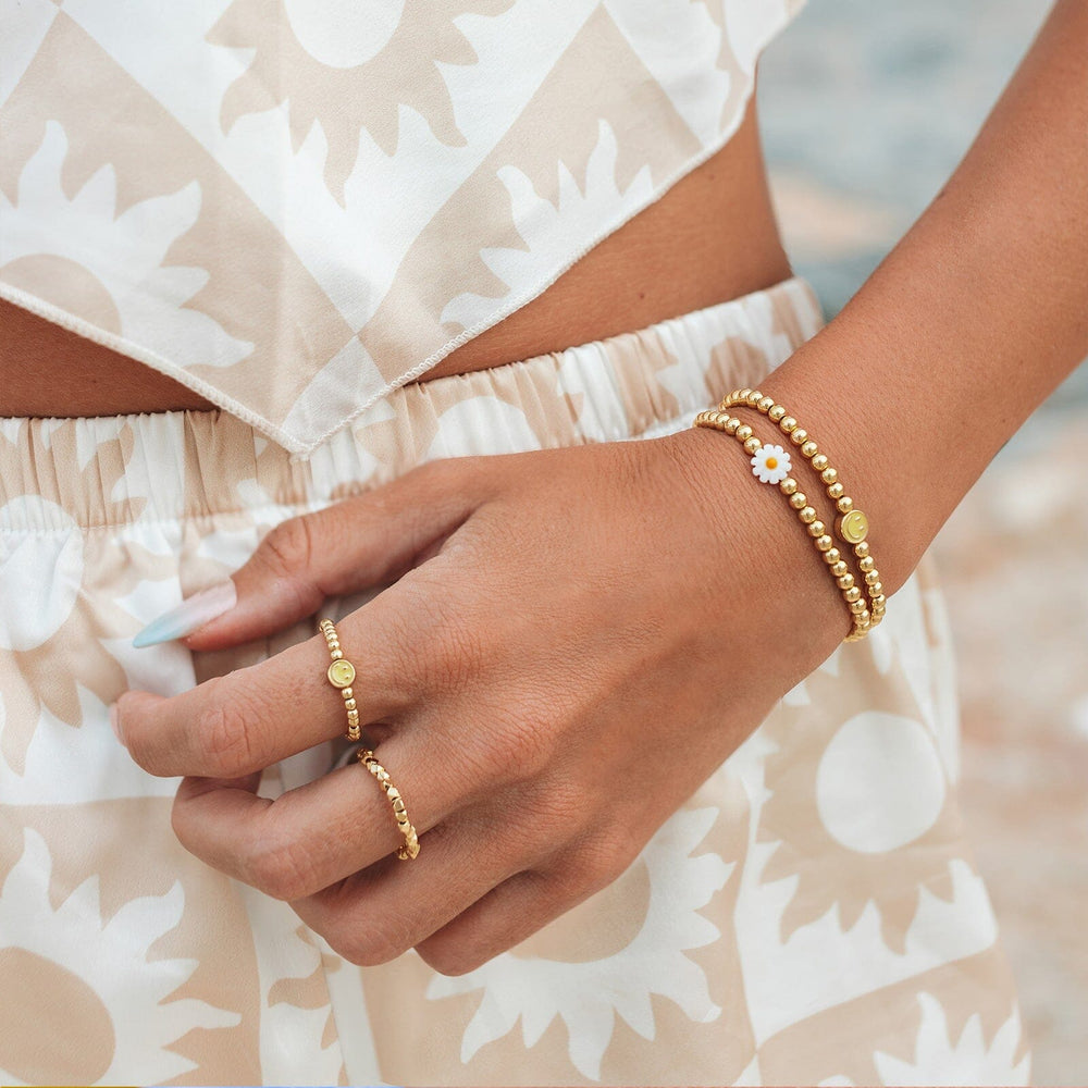 Daisy Gold Bead Stretch Bracelet 3