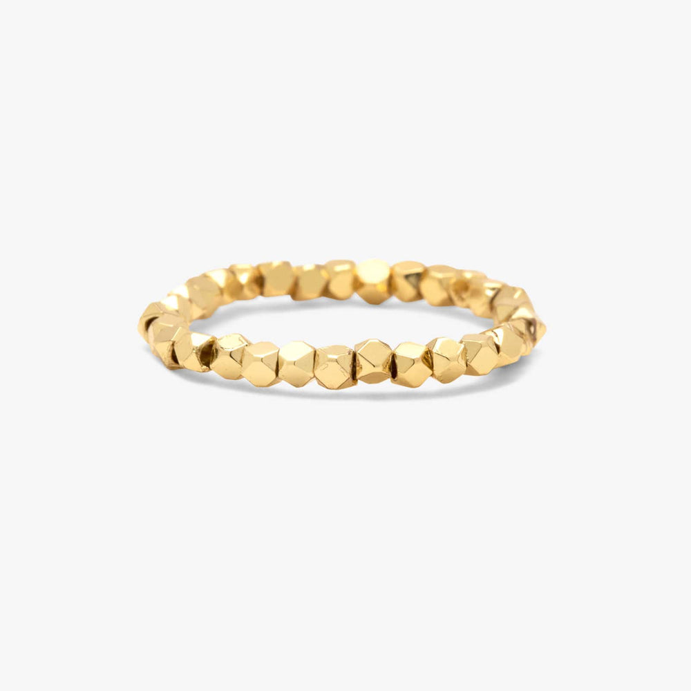 Faceted Gold Bead Stretch Ring 1