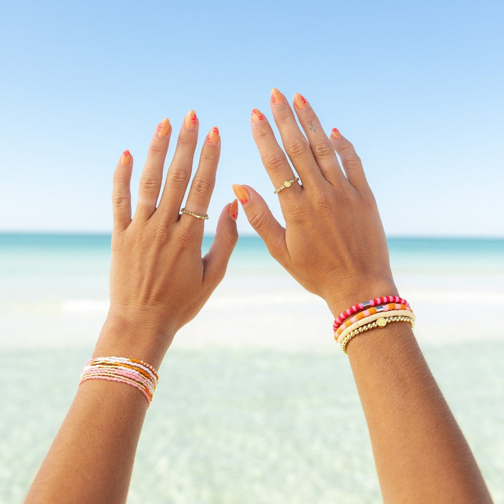 Faceted Gold Bead Stretch Ring 7