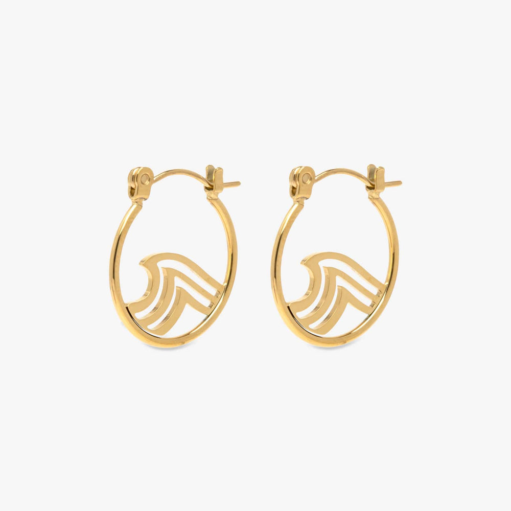 Gold Wave Hoop Earrings 1