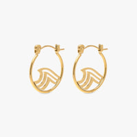 Gold Wave Hoop Earrings Gallery Thumbnail