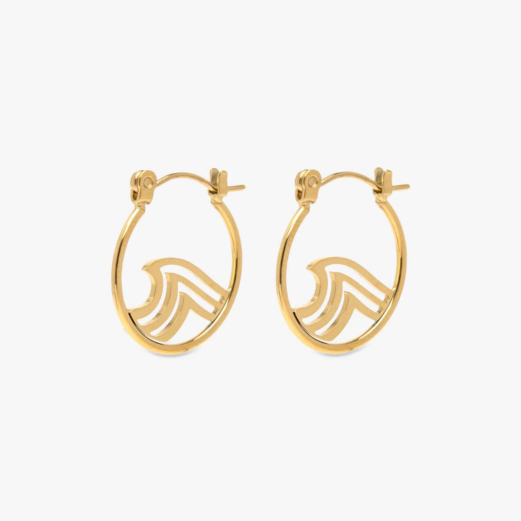 Gold Wave Hoop Earrings