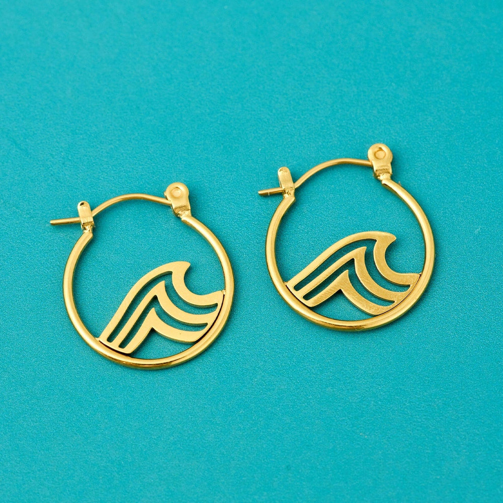 Gold Wave Hoop Earrings 3