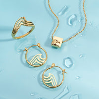 Gold Wave Hoop Earrings Gallery Thumbnail