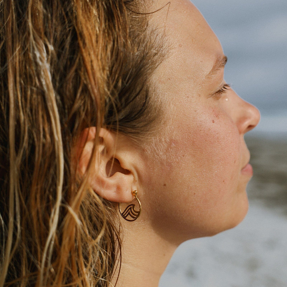 Gold Wave Hoop Earrings 8