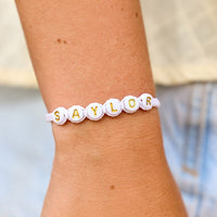 White Alphabet Bead Bracelet Gallery Thumbnail