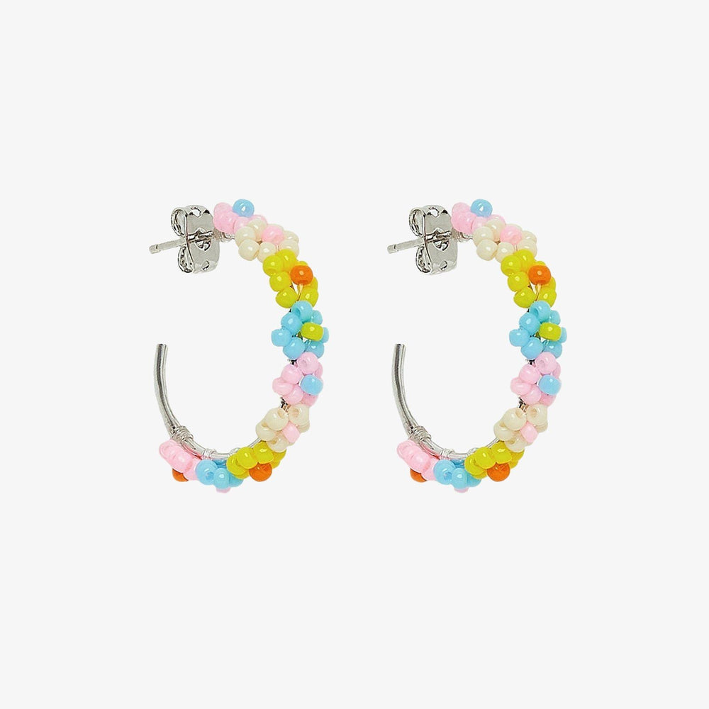 Beaded Flower Hoop Earrings 2