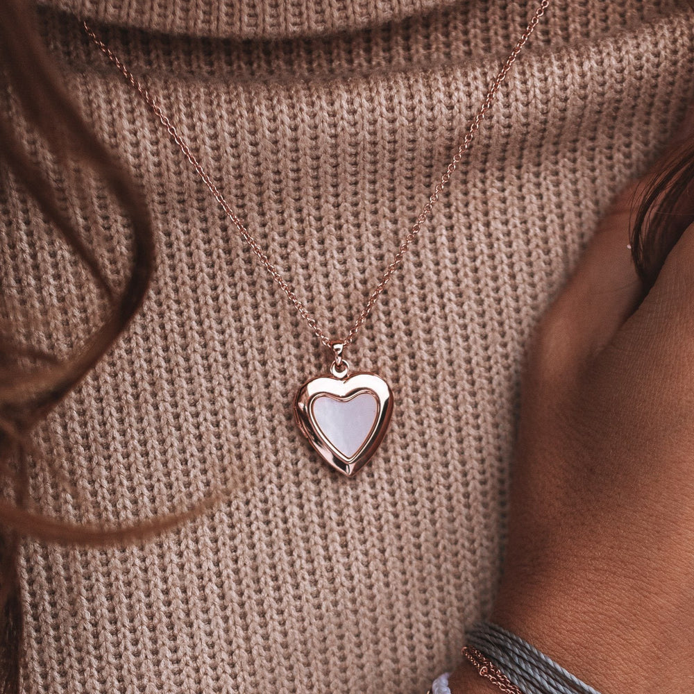 Stone Heart Locket Necklace 4