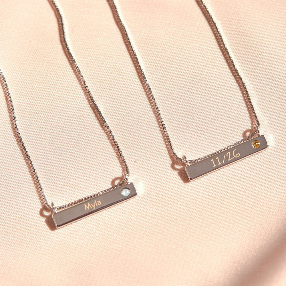 Engravable Bar Birthstone Necklace 7