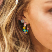 Beaded Flower Hoop Earrings Gallery Thumbnail