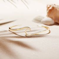 Gold Wave Cuff Bracelet Gallery Thumbnail