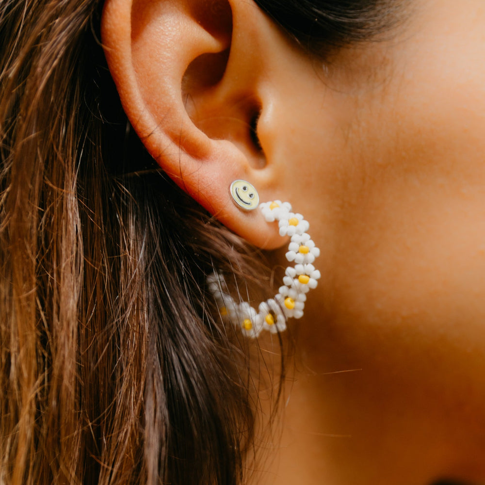 Beaded Flower Hoop Earrings 4