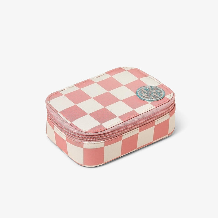 Pink Checkered Jewelry Case