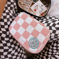 Pink Checkered Jewelry Case Gallery Thumbnail