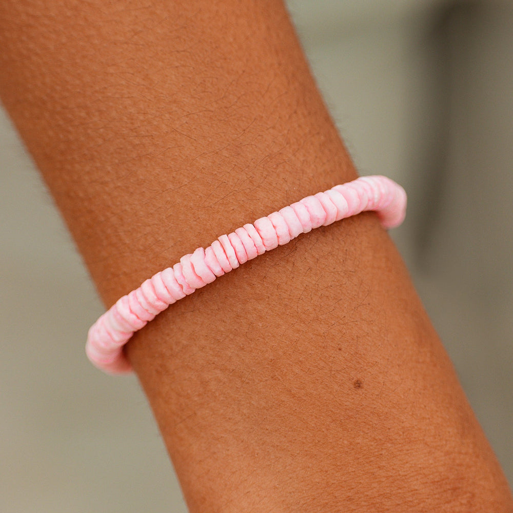 Pink Puka Shell Cord Bracelet 2