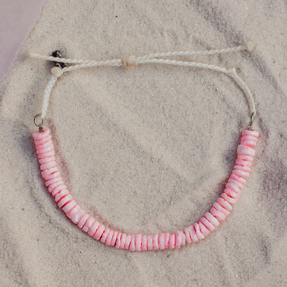 Pink Puka Shell Cord Bracelet 4