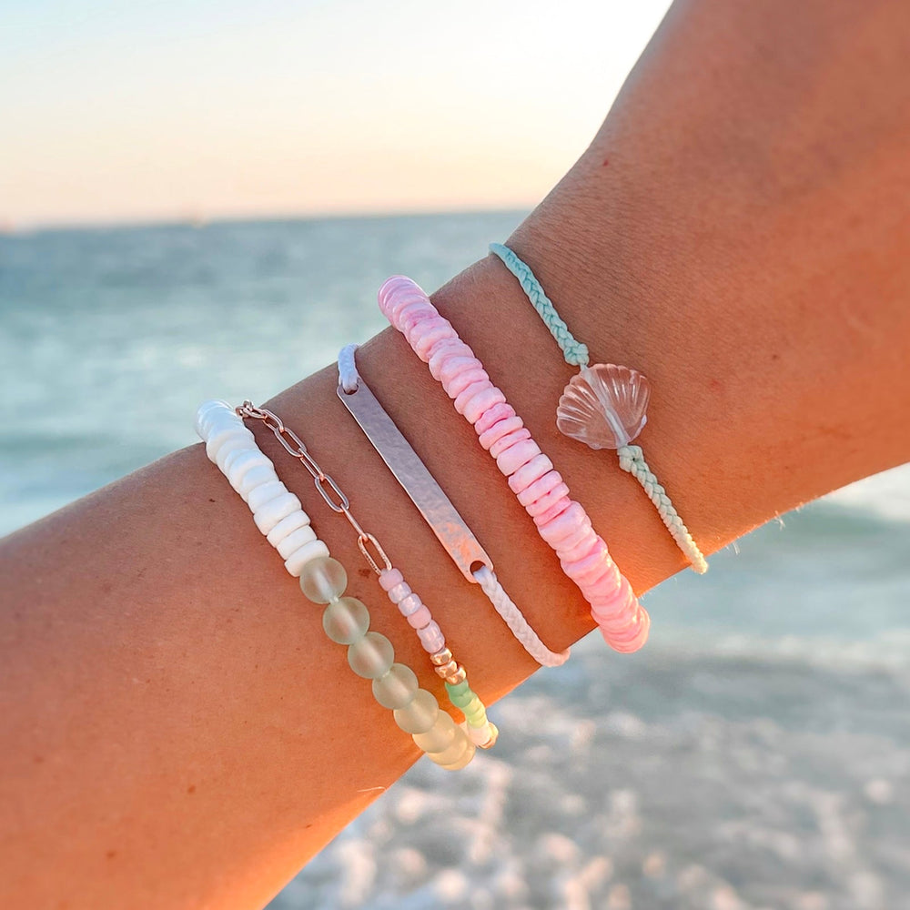 Pink Puka Shell Cord Bracelet 3