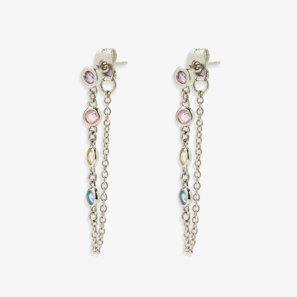 Pastel Gemstone Chain Drop Earrings 1