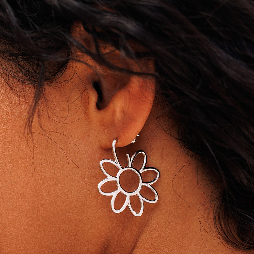 Oversized Daisy Hoop Earrings 3