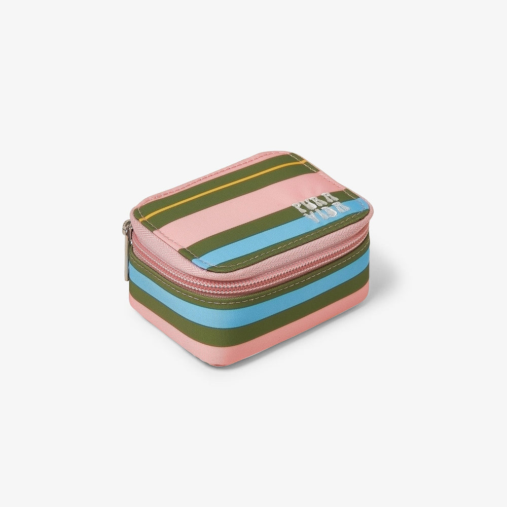 Mini Pink and Green Striped Jewelry Case 1