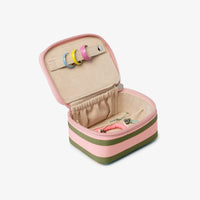 Mini Pink and Green Striped Jewelry Case Gallery Thumbnail