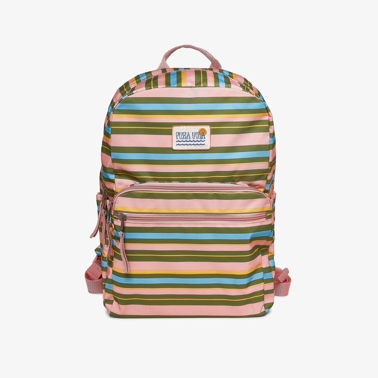 Pink & Green Striped Functional Backpack