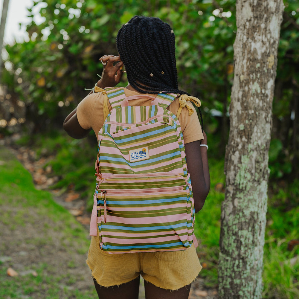 Pink & Green Striped Functional Backpack 3