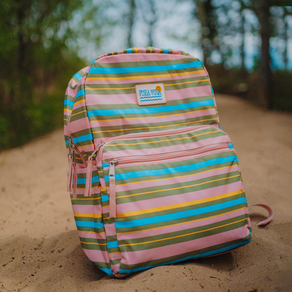 Pink & Green Striped Functional Backpack 4