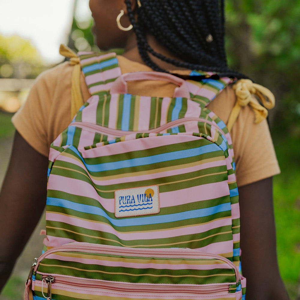 Pink & Green Striped Functional Backpack 5