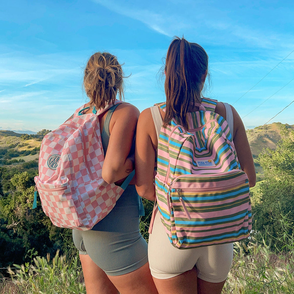 Pink & Green Striped Functional Backpack 7