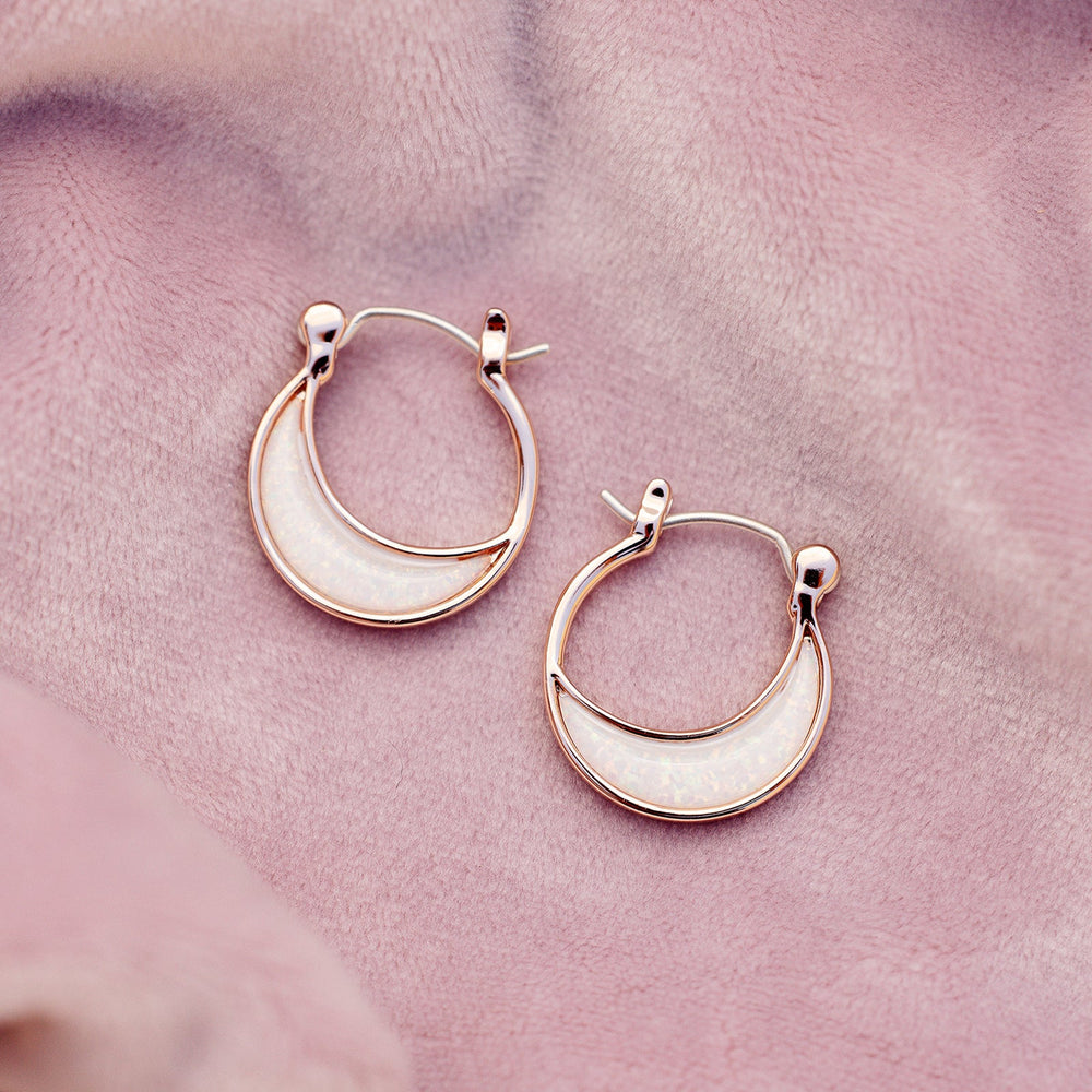 Opal Crescent Hoop Earrings 5