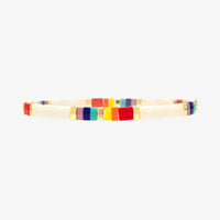 Rainbow Tile Bead Stretch Bracelet Gallery Thumbnail