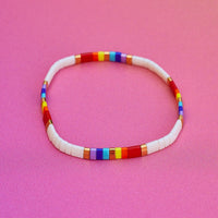 Rainbow Tile Bead Stretch Bracelet Gallery Thumbnail